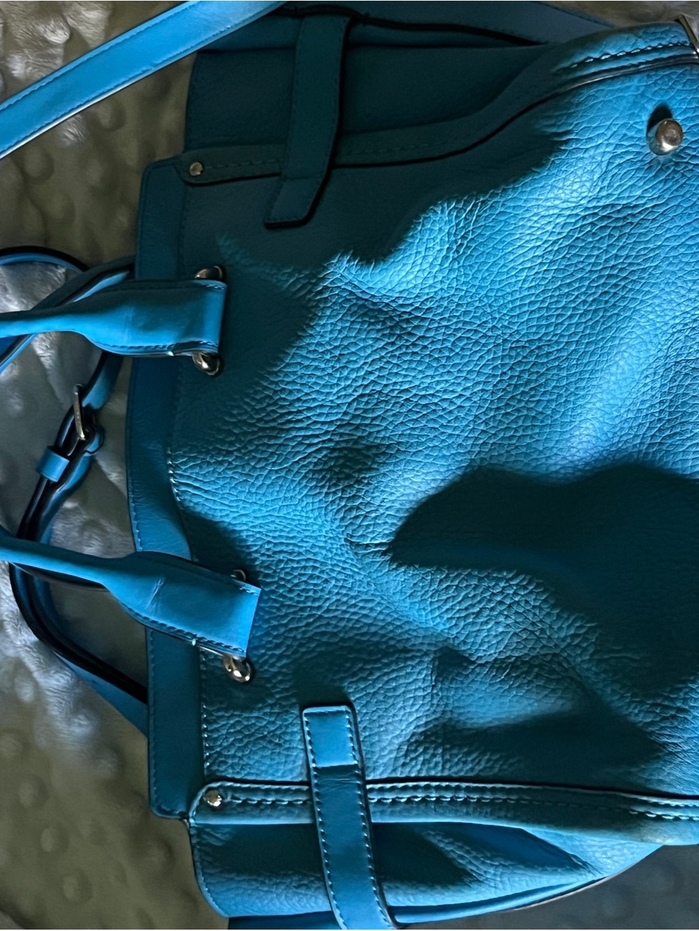 Coach Teal Pebbled Leather Shoulder Bag with Gold Hardware - Picture 2 of 3